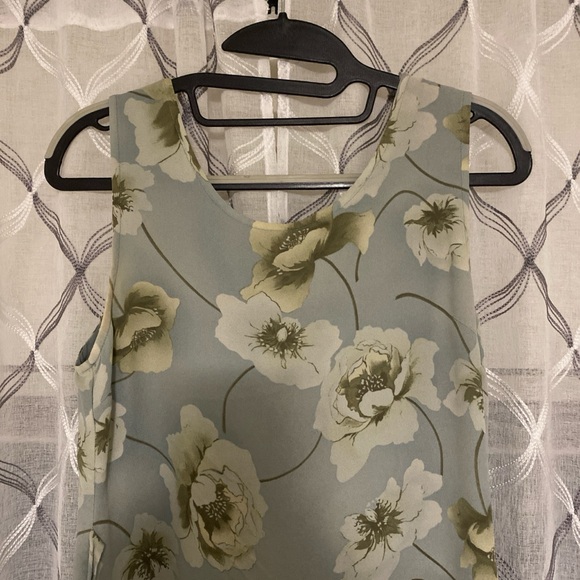 Vintage Valerie Stevens Green floral print maxi dress with a double slit - Picture 5 of 5